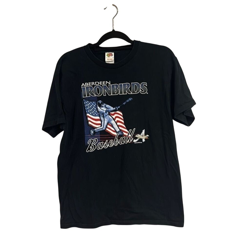 Men's Blue Vintage 2000s Aberdeen Ironbirds Baseball Team Graphic T-Shirt Sz L